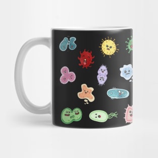 Cute Microbes Bacteria, Virus, Ecoli MicroBiology Seamless Pattern Sticker Pack. Mug